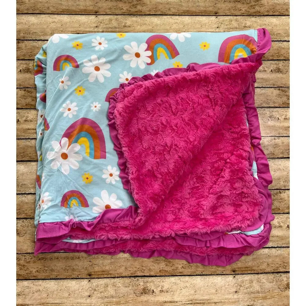 Posh Peanut Dancing Daisies Minky Luxette Bamboo Patoo Blanket 35x35
